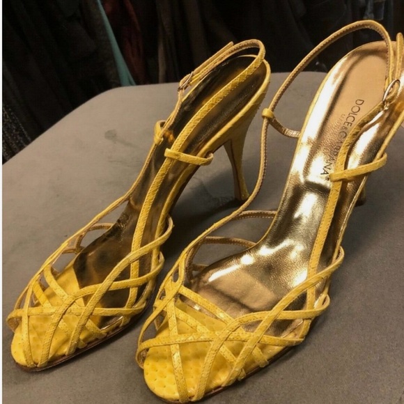 Dolce & Gabbana Yellow Strappy Women's Heels - Picture 3 of 6